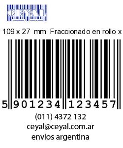 109 x 27  mm  Fraccionado en rollo x 1000