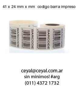 41 x 24 mm x mm  codigo barra impreso