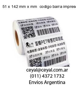 51 x 142 mm x mm  codigo barra impreso