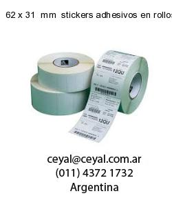 62 x 31  mm  stickers adhesivos en rollos