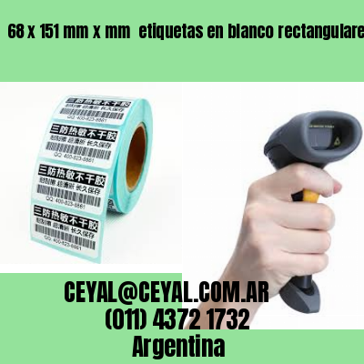 68 x 151 mm x mm  etiquetas en blanco rectangulares