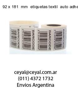 92 x 181  mm  etiquetas textil  auto adhesiva