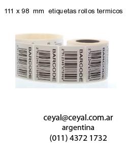 111 x 98  mm  etiquetas rollos termicos
