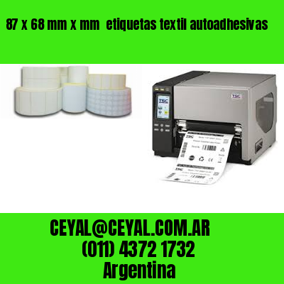 87 x 68 mm x mm  etiquetas textil autoadhesivas