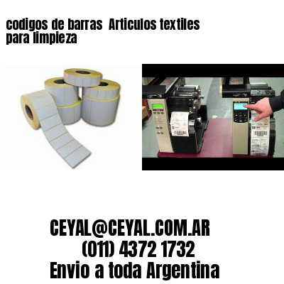 codigos de barras 	Articulos textiles para limpieza