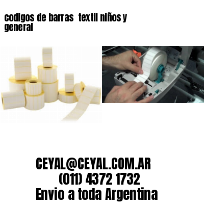 codigos de barras 	textil niños y general