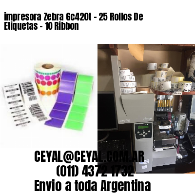 impresora Zebra Gc420t – 25 Rollos De Etiquetas – 10 Ribbon