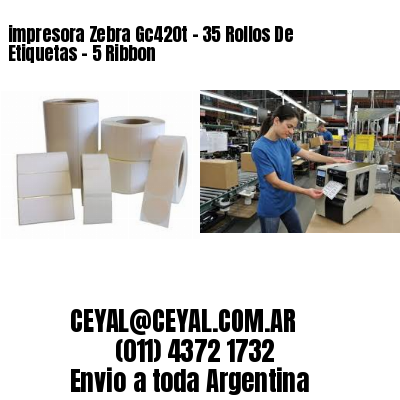 impresora Zebra Gc420t – 35 Rollos De Etiquetas – 5 Ribbon
