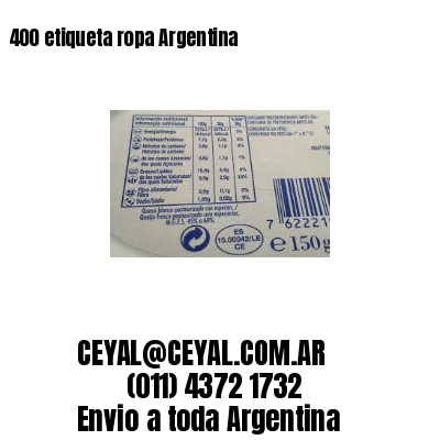 400 etiqueta ropa Argentina