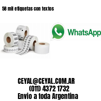 58 mil etiquetas con textos