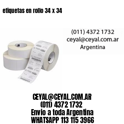 etiquetas en rollo 34 x 34