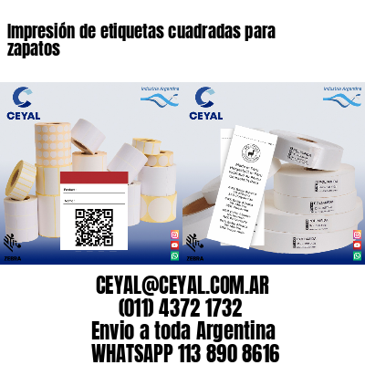 Impresión de etiquetas cuadradas para zapatos