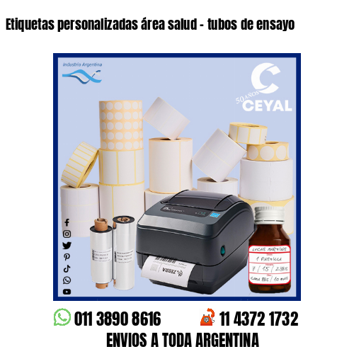Etiquetas personalizadas área salud – tubos de ensayo