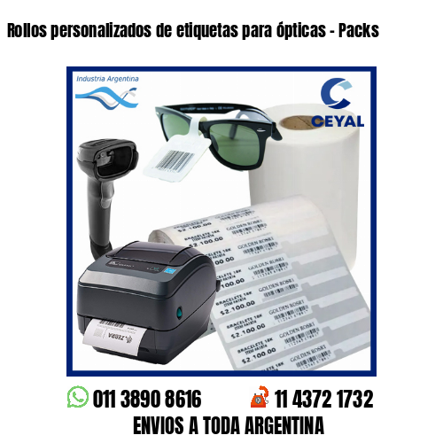 Rollos personalizados de etiquetas para ópticas – Packs