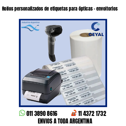 Rollos personalizados de etiquetas para ópticas – envoltorios