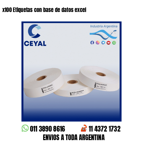x100 Etiquetas con base de datos excel