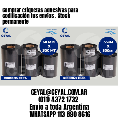 Comprar etiquetas adhesivas para codificación tus envíos . Stock permanente