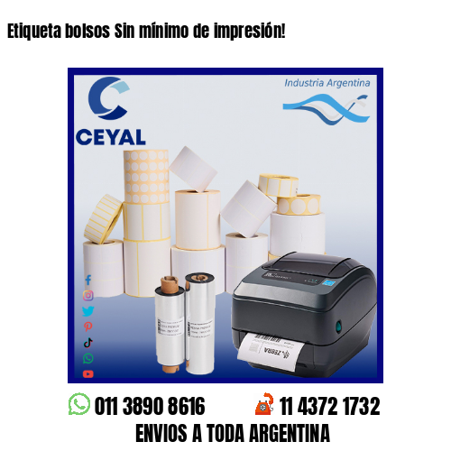 Etiqueta bolsos Sin mínimo de impresión!