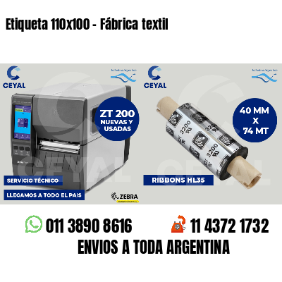 Etiqueta 110x100 - Fábrica textil