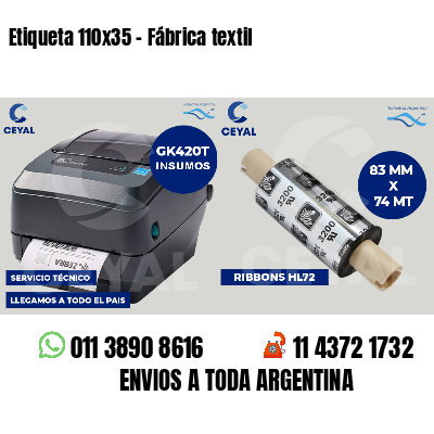 Etiqueta 110x35 - Fábrica textil