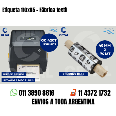 Etiqueta 110x65 - Fábrica textil