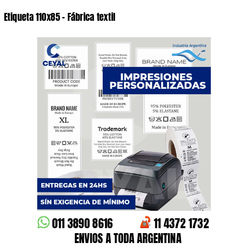 Etiqueta 110x85 - Fábrica textil