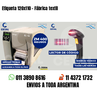 Etiqueta 120x110 - Fábrica textil