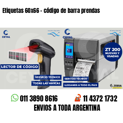 Etiquetas 60x66 - código de barra prendas