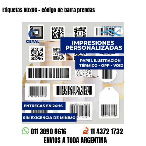 Etiquetas 60x66 - código de barra prendas
