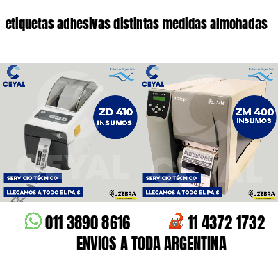 etiquetas adhesivas distintas medidas almohadas
