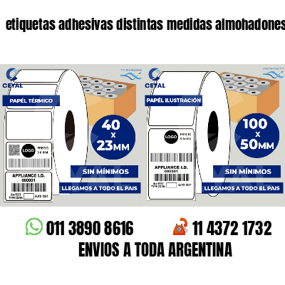 etiquetas adhesivas distintas medidas almohadones