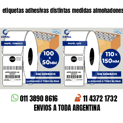 etiquetas adhesivas distintas medidas almohadones