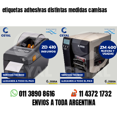 etiquetas adhesivas distintas medidas camisas