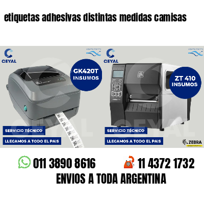 etiquetas adhesivas distintas medidas camisas