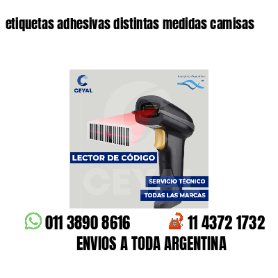 etiquetas adhesivas distintas medidas camisas
