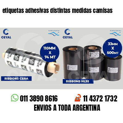 etiquetas adhesivas distintas medidas camisas