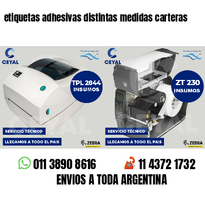 etiquetas adhesivas distintas medidas carteras