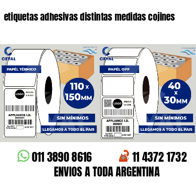 etiquetas adhesivas distintas medidas cojines