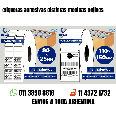 etiquetas adhesivas distintas medidas cojines