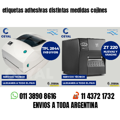 etiquetas adhesivas distintas medidas cojines