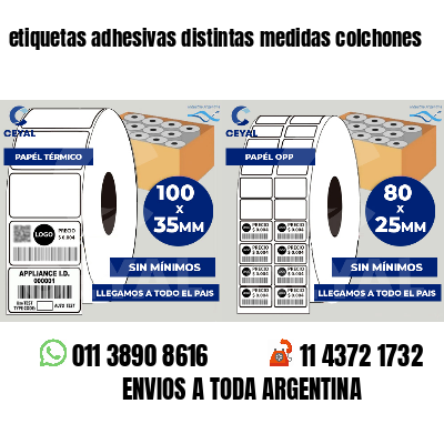 etiquetas adhesivas distintas medidas colchones