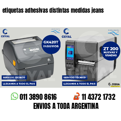 etiquetas adhesivas distintas medidas jeans