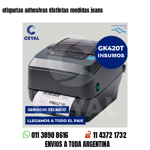 etiquetas adhesivas distintas medidas jeans