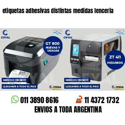 etiquetas adhesivas distintas medidas lenceria