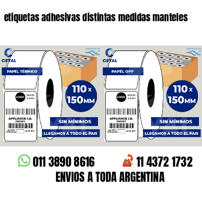 etiquetas adhesivas distintas medidas manteles
