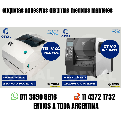 etiquetas adhesivas distintas medidas manteles