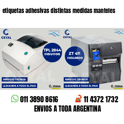 etiquetas adhesivas distintas medidas manteles
