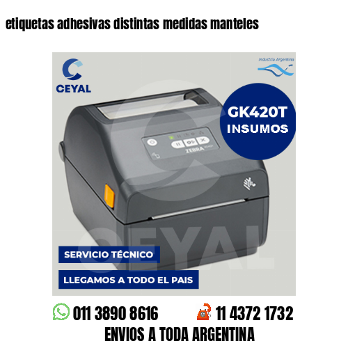 etiquetas adhesivas distintas medidas manteles