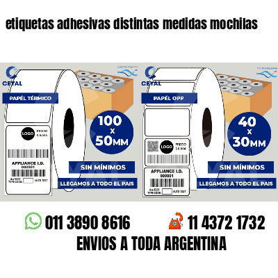 etiquetas adhesivas distintas medidas mochilas
