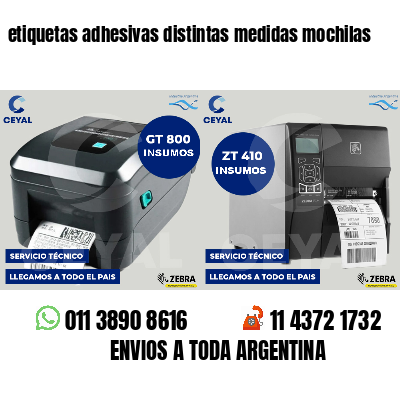 etiquetas adhesivas distintas medidas mochilas